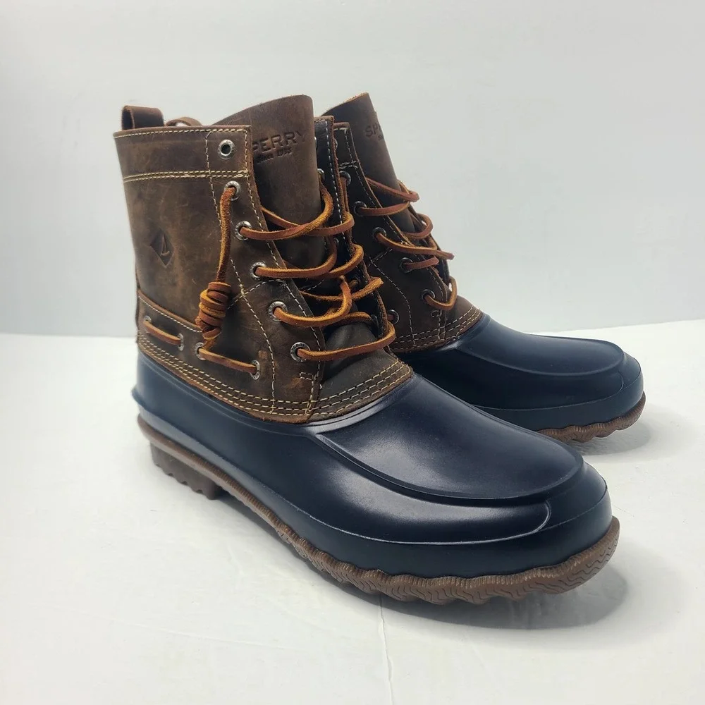 Sperry Top Sider Duck Decoy Boots Mens 12M Brown Navy Waterproof Leather
